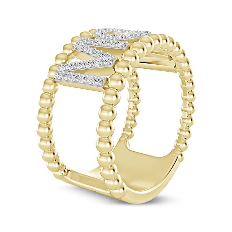 Main Image 2 of Diamond "Mom" Beaded Edge Ring 1/4 ct tw 10K Yellow Gold