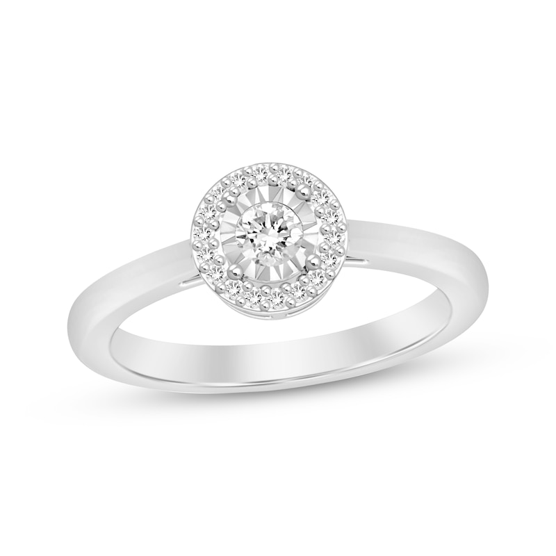 Main Image 1 of Diamond Halo Promise Ring 1/6 ct tw Sterling Silver
