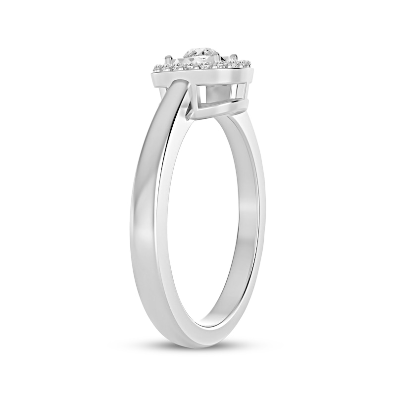 Main Image 2 of Diamond Halo Promise Ring 1/6 ct tw Sterling Silver