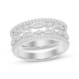 Diamond Art Deco Four-Row Ring 1/3 ct tw Sterling Silver