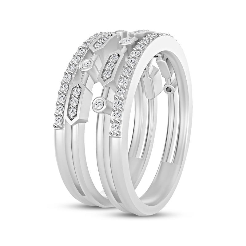 Main Image 2 of Diamond Art Deco Four-Row Ring 1/3 ct tw Sterling Silver