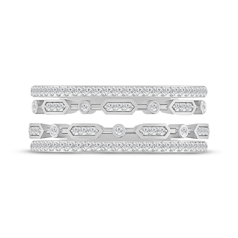 Main Image 3 of Diamond Art Deco Four-Row Ring 1/3 ct tw Sterling Silver