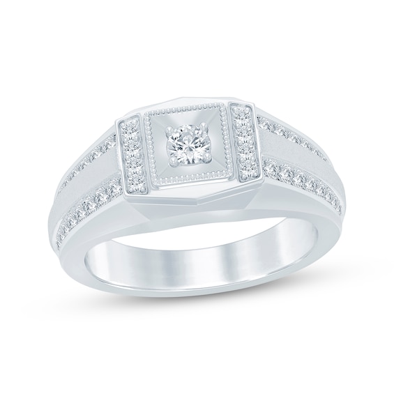 Now + Forever Men's Diamond Wedding Band 5/8 ct tw 10K White Gold