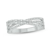 Thumbnail Image 1 of Baguette & Round-Cut Diamond Crossover Ring 1/3 ct tw Sterling Silver