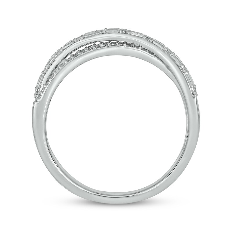 Main Image 3 of Baguette & Round-Cut Diamond Crossover Ring 1/3 ct tw Sterling Silver