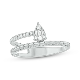 Multi-Diamond Two-Row Ring 1/3 ct tw 10K White Gold