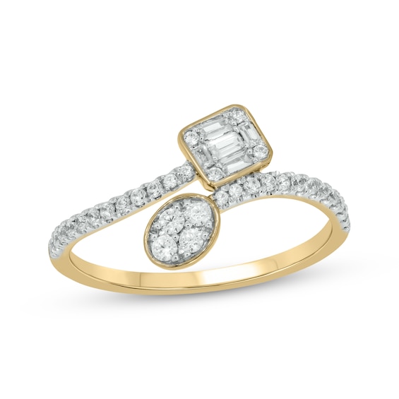 Multi-Diamond Bypass Ring 1/3 ct tw 10K Yellow Gold