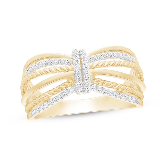 Diamond Rope Bow Ring 1/5 ct tw 10K Yellow Gold