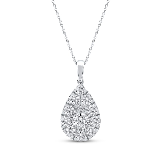 KAY Lab-Grown Diamonds Multi-Stone Teardrop Necklace 2 ct tw 10K White Gold 18"