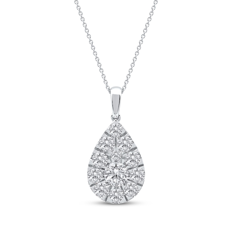 Main Image 1 of KAY Lab-Grown Diamonds Multi-Stone Teardrop Necklace 2 ct tw 10K White Gold 18&quot;