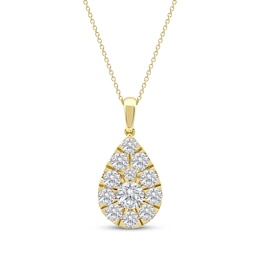 KAY Lab-Grown Diamonds Multi-Stone Teardrop Necklace 2 ct tw 10K Yellow Gold 18"