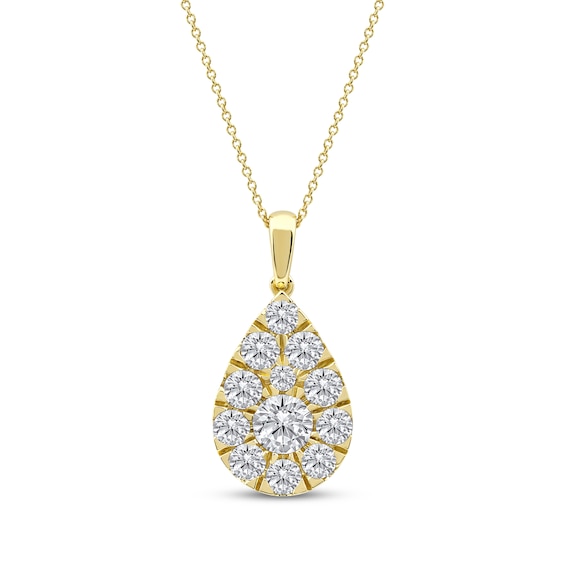 KAY Lab-Grown Diamonds Multi-Stone Teardrop Necklace 2 ct tw 10K Yellow Gold 18"