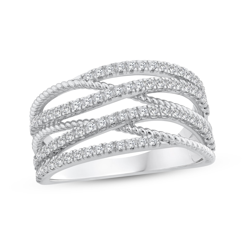 Main Image 1 of Threads of Love Diamond Multi-Row Crossover Ring 1/2 ct tw 10K White Gold