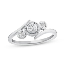 Memories Moments Magic Diamond Three-Stone Bypass Ring 1/5 ct tw 10K White Gold