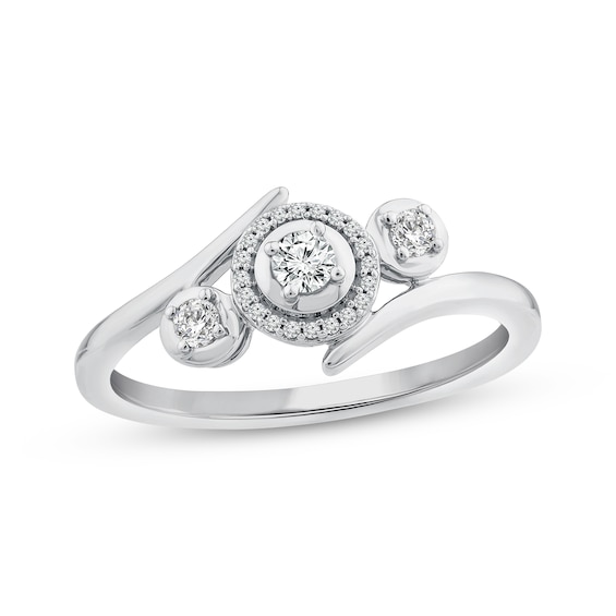 Memories Moments Magic Diamond Three-Stone Bypass Ring 1/5 ct tw 10K White Gold