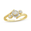 Thumbnail Image 1 of Memories Moments Magic Diamond Three-Stone Bypass Ring 1/5 ct tw 10K Yellow Gold