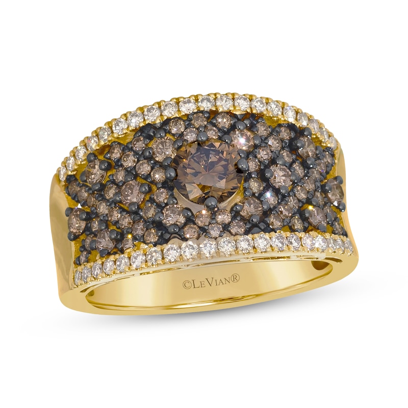 Main Image 1 of Le Vian Chocolate Chip Diamond Concave Ring 1-3/8 ct tw 14K Honey Gold