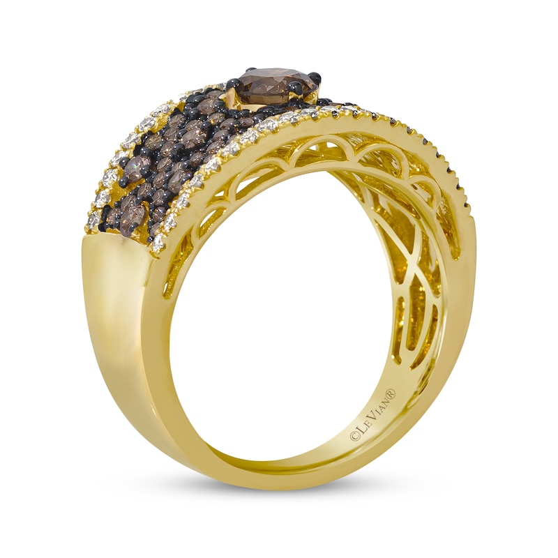 Main Image 3 of Le Vian Chocolate Chip Diamond Concave Ring 1-3/8 ct tw 14K Honey Gold