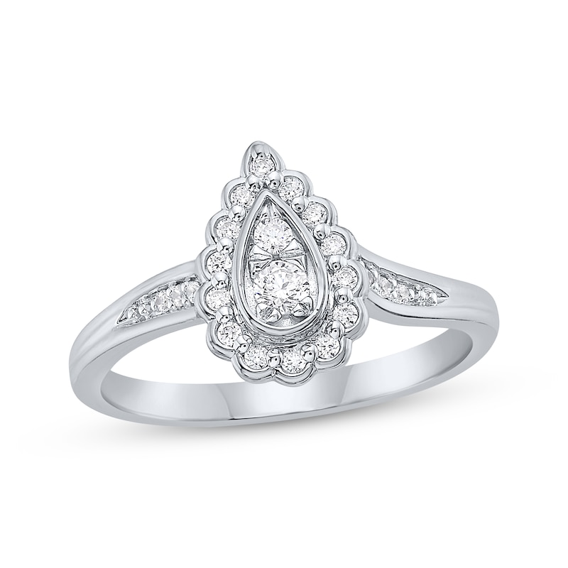 Main Image 1 of Multi-Diamond Pear-Shaped Promise Ring 1/5 ct tw Sterling Silver