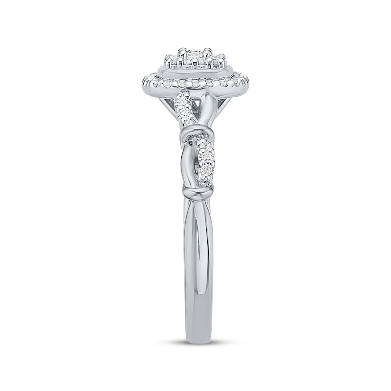 Main Image 2 of Diamond Double Cushion Halo Ring 1/4 ct tw Sterling Silver