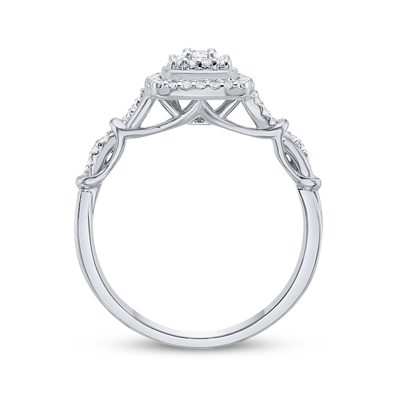 Main Image 3 of Diamond Double Cushion Halo Ring 1/4 ct tw Sterling Silver