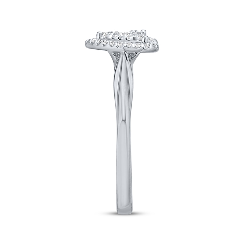 Main Image 2 of Diamond Halo Heart Ring 1/5 ct tw Sterling Silver