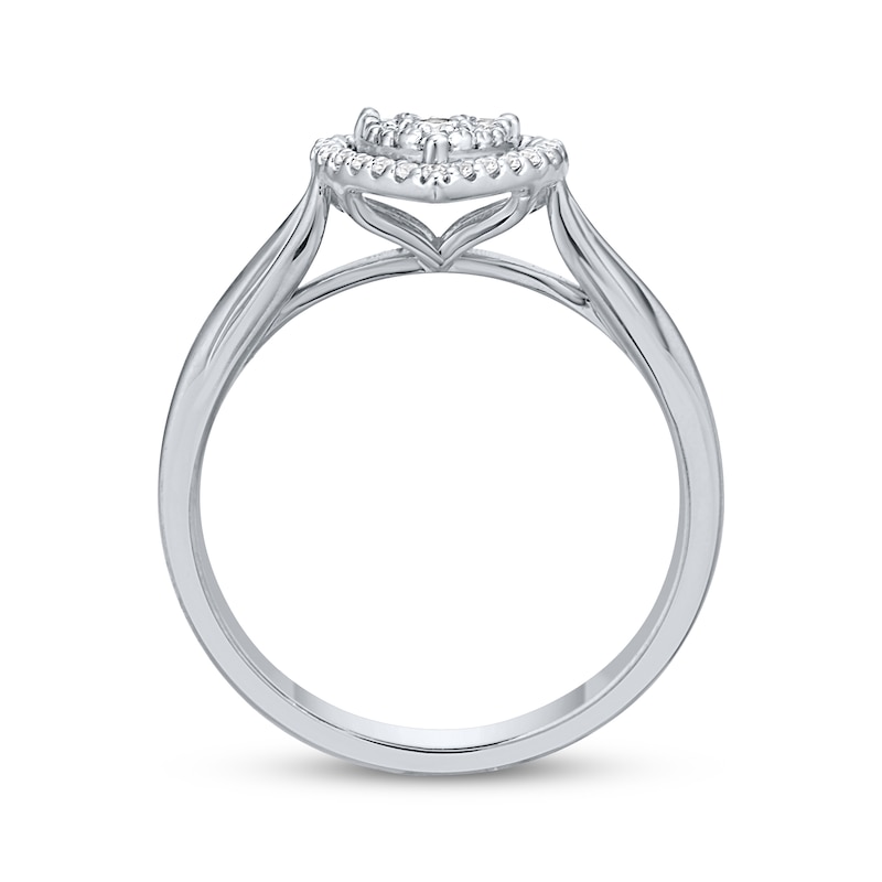 Main Image 3 of Diamond Halo Heart Ring 1/5 ct tw Sterling Silver