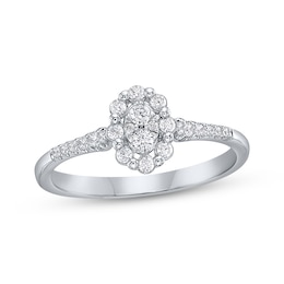 Multi-Diamond Oval Promise Ring 1/4 ct tw Sterling Silver