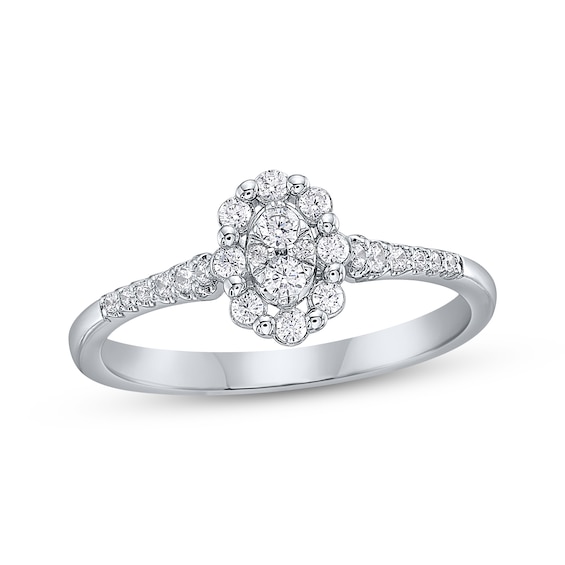 Multi-Diamond Oval Promise Ring 1/4 ct tw Sterling Silver