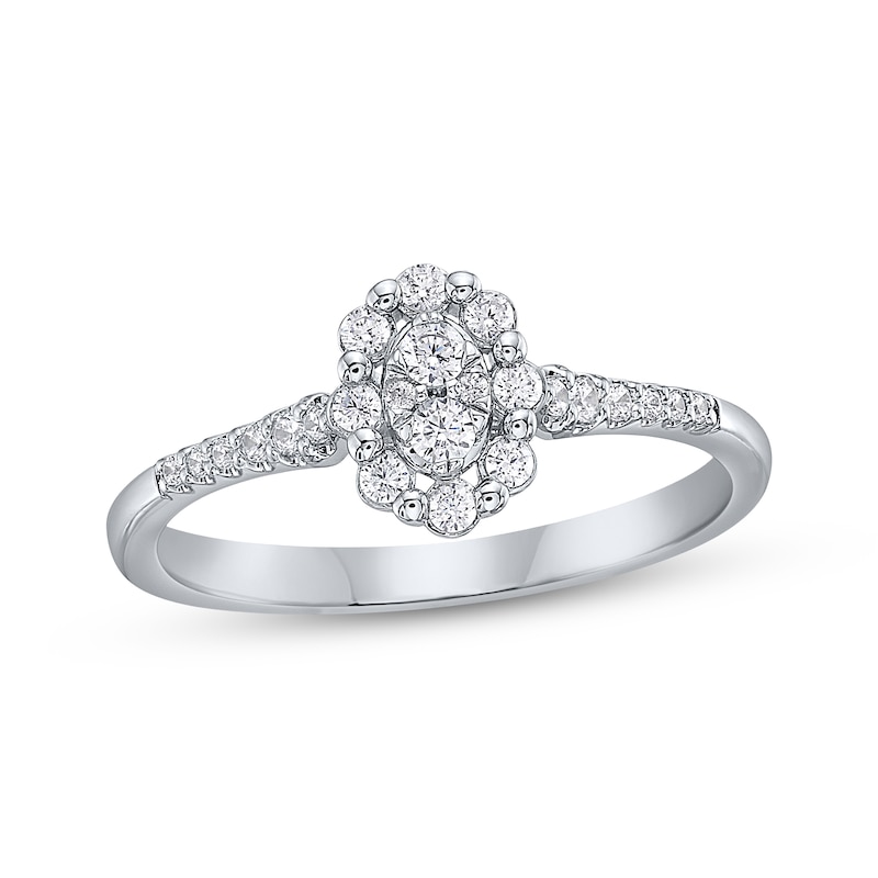 Main Image 1 of Multi-Diamond Oval Promise Ring 1/4 ct tw Sterling Silver