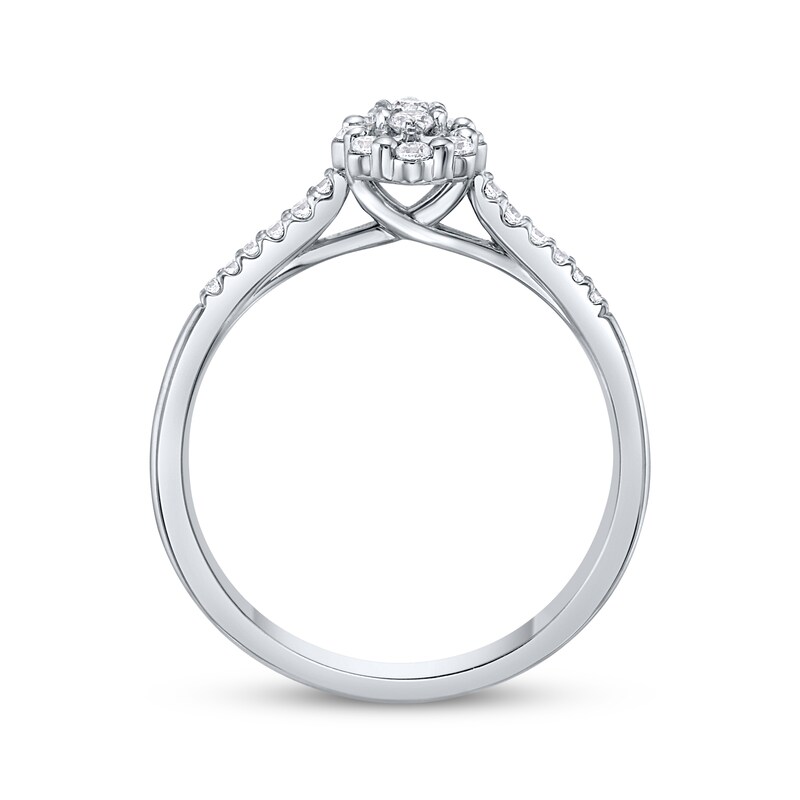 Main Image 3 of Multi-Diamond Oval Promise Ring 1/4 ct tw Sterling Silver