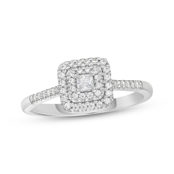 Princess-Cut Diamond Double Halo Promise Ring 1/4 ct tw Sterling Silver