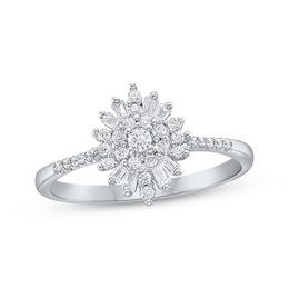 Diamond Starburst Frame Promise Ring 1/4 ct tw Sterling Silver