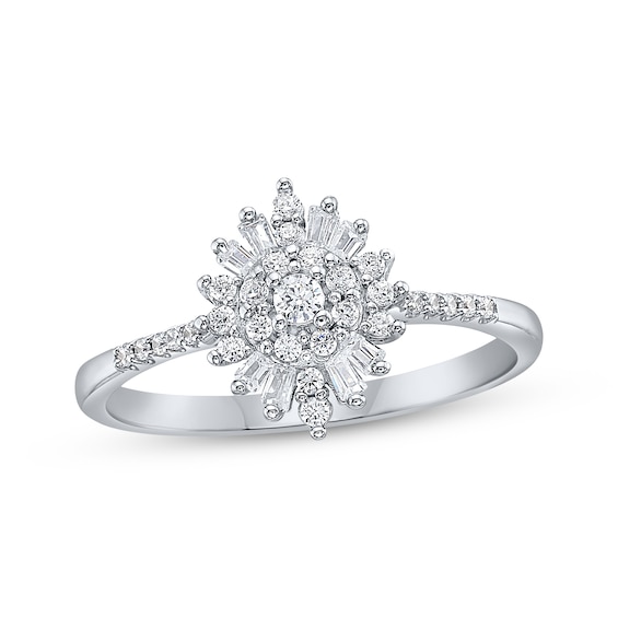 Diamond Starburst Frame Promise Ring 1/4 ct tw Sterling Silver