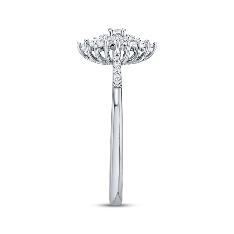 Main Image 2 of Diamond Starburst Frame Promise Ring 1/4 ct tw Sterling Silver