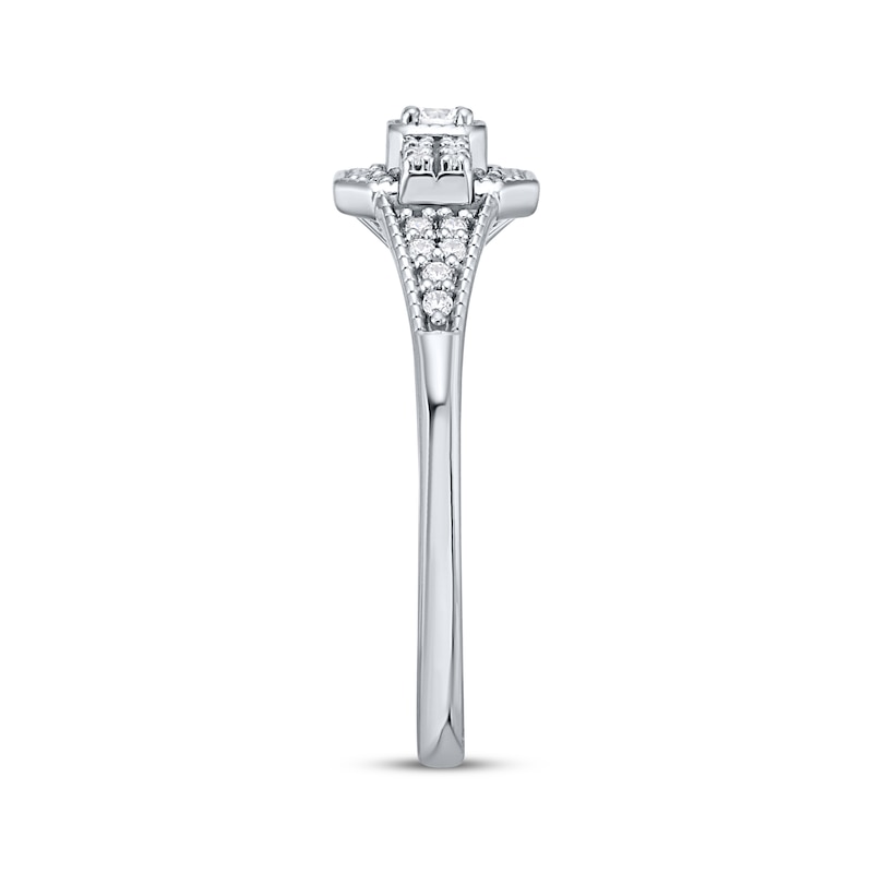 Main Image 2 of Diamond Octagon Frame Promise Ring 1/4 ct tw Sterling Silver