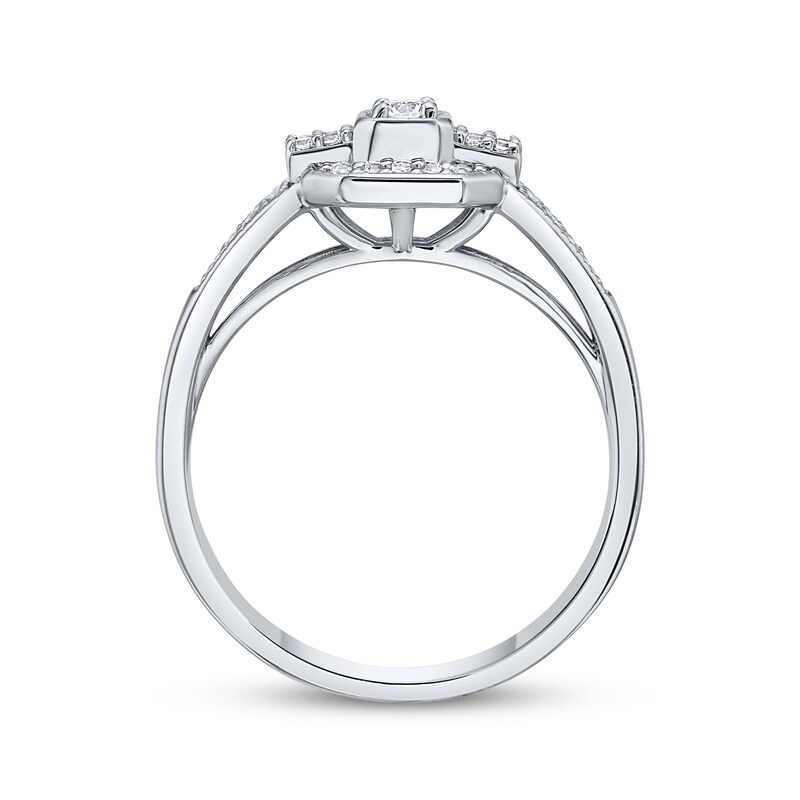 Main Image 3 of Diamond Octagon Frame Promise Ring 1/4 ct tw Sterling Silver