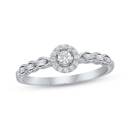 Diamond Halo Promise Ring 1/5 ct tw Sterling Silver