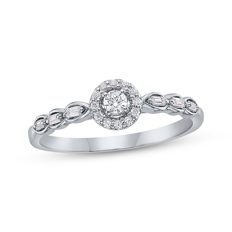 Main Image 1 of Diamond Halo Promise Ring 1/5 ct tw Sterling Silver