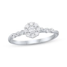 Diamond Halo Promise Ring 1/4 ct tw Sterling Silver