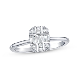 Multi-Diamond Octagon Ring 1/5 ct tw Sterling Silver
