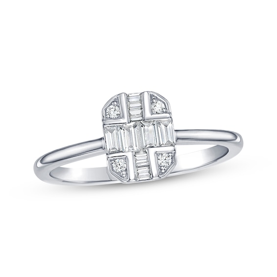 Multi-Diamond Octagon Ring 1/5 ct tw Sterling Silver