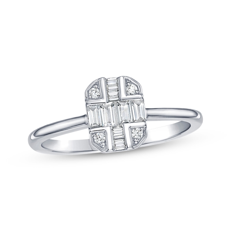 Main Image 1 of Multi-Diamond Octagon Ring 1/5 ct tw Sterling Silver