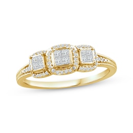 Princess-Cut Quad Halo Promise Ring 1/4 ct tw 10K Yellow Gold