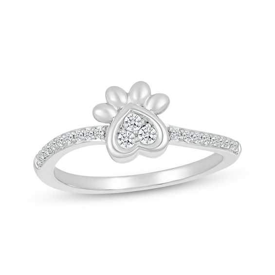 Diamond Paw Print Ring 1/6 ct tw Sterling Silver
