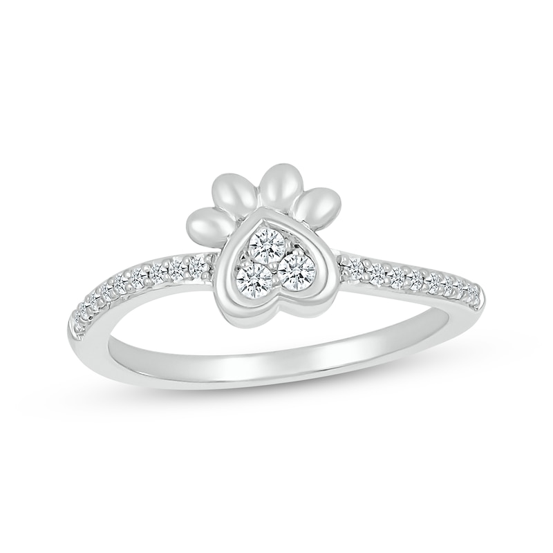 Main Image 1 of Diamond Paw Print Ring 1/6 ct tw Sterling Silver