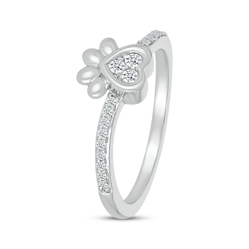 Main Image 2 of Diamond Paw Print Ring 1/6 ct tw Sterling Silver
