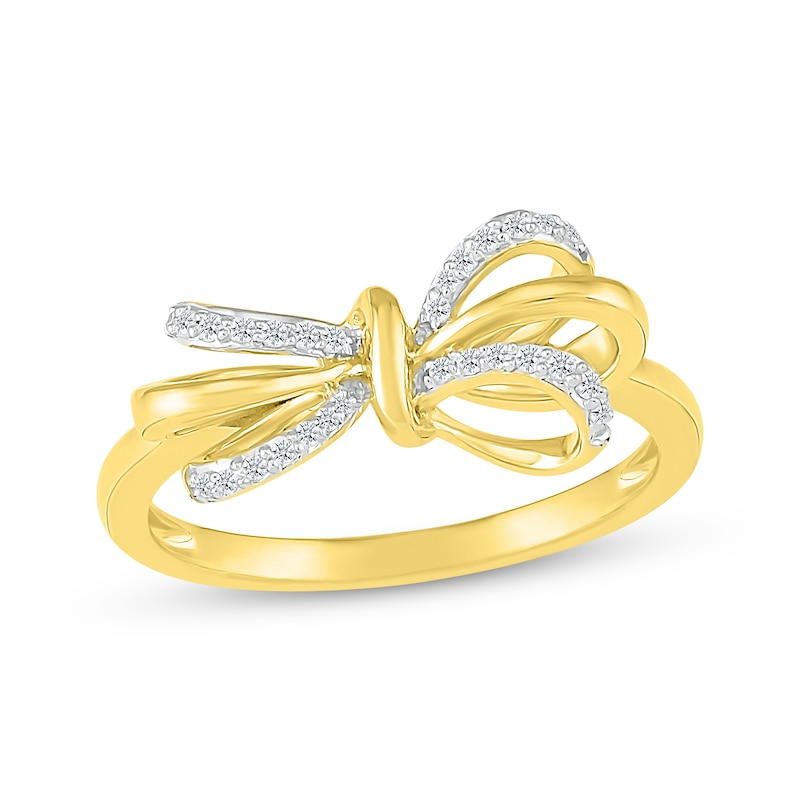 Main Image 1 of Diamond Overlapping Bow Ring 1/10 ct tw 10K Yellow Gold