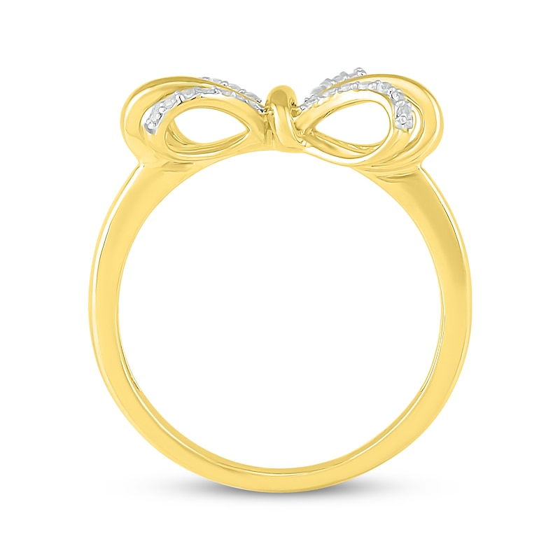 Main Image 3 of Diamond Overlapping Bow Ring 1/10 ct tw 10K Yellow Gold