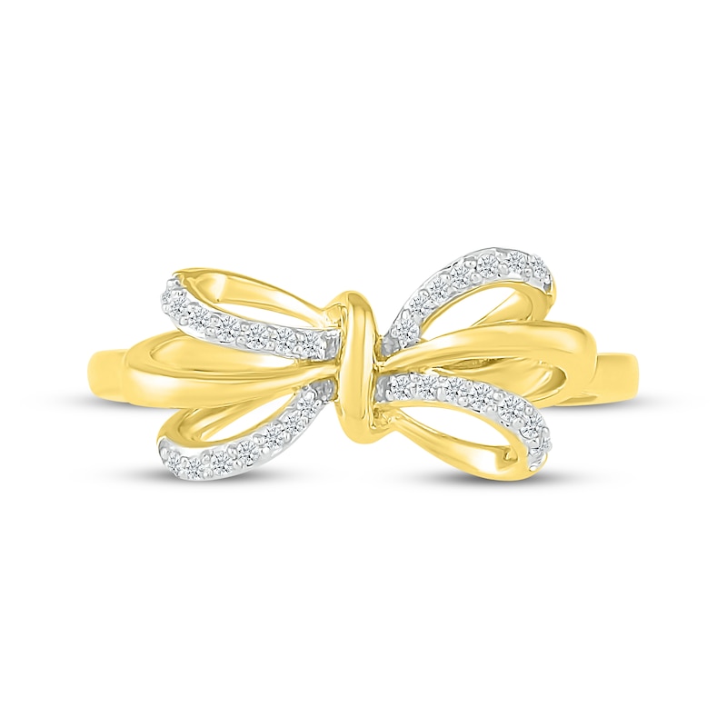 Main Image 4 of Diamond Overlapping Bow Ring 1/10 ct tw 10K Yellow Gold
